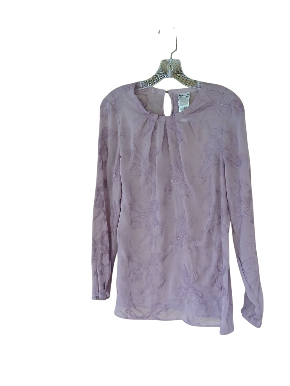 Chico's Lavender Long Sleeved Sheer Embroidered Blouse Size 1(8)